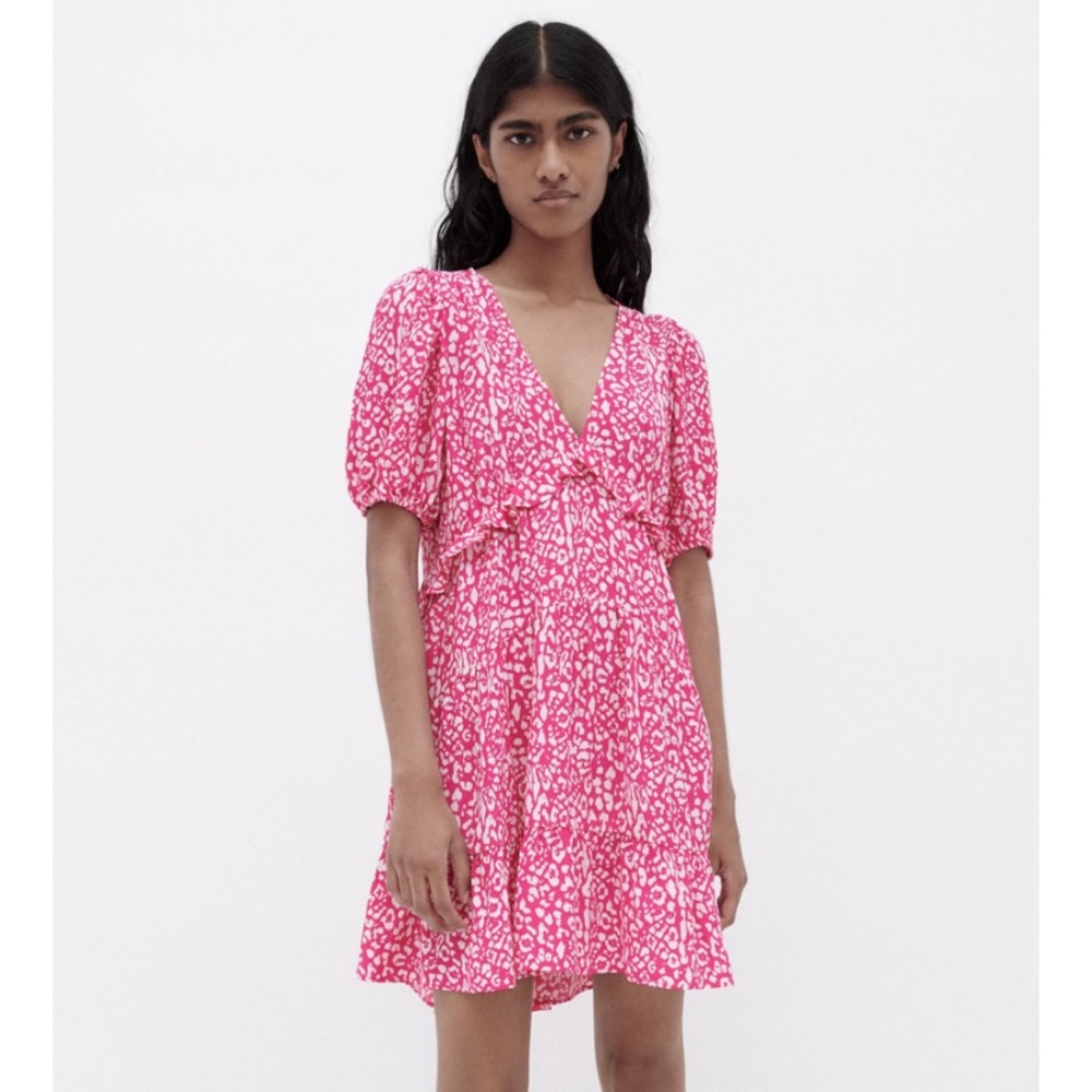 NWT - Zara Pink Animal Print Dress
